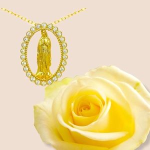 Virgin Mary Cubic Zirconia Necklace